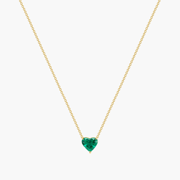 Heart Shape Emerald Pendant Necklace