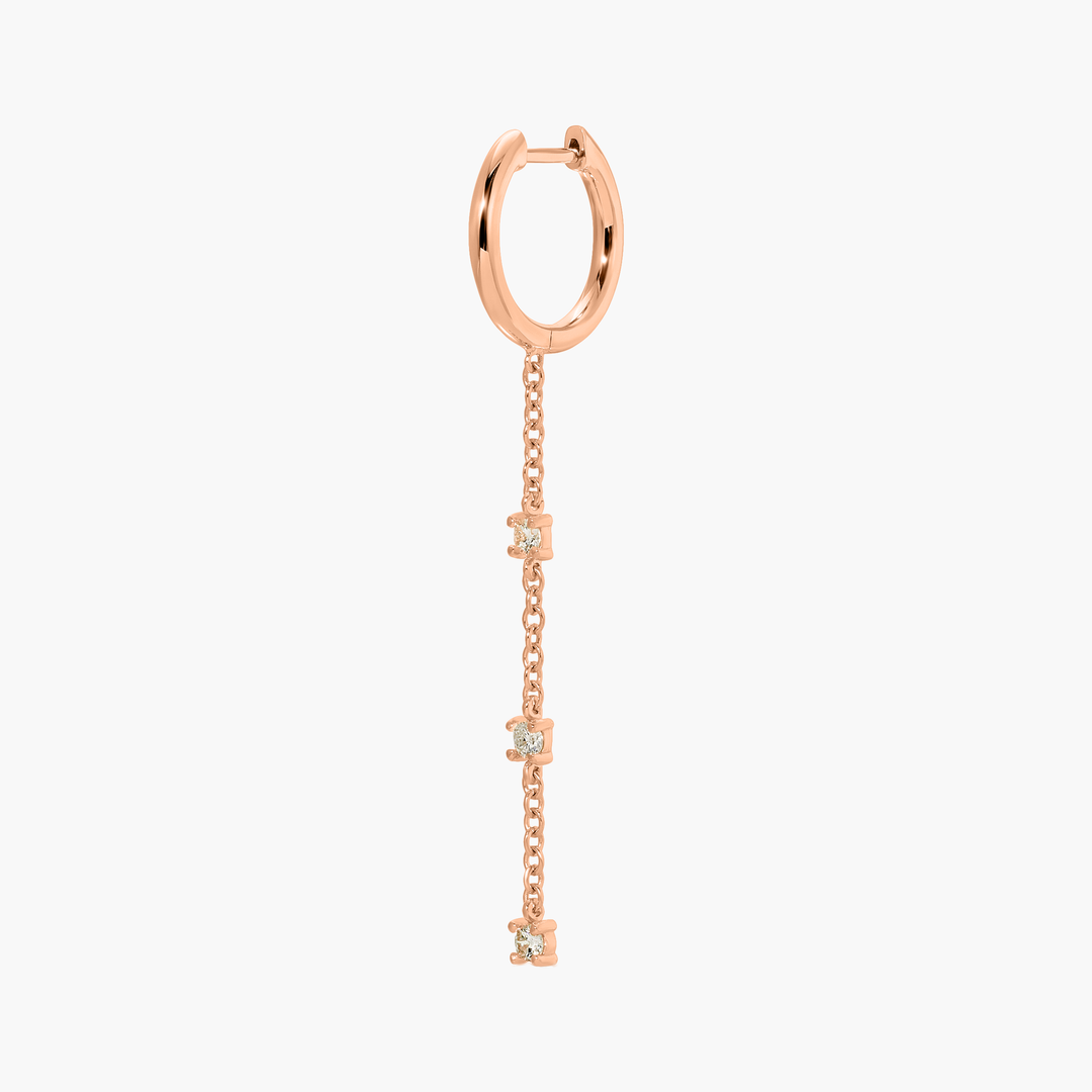 Huggie With Diamond Chain Drop