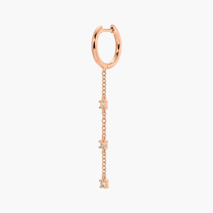 Huggie With Diamond Chain Drop