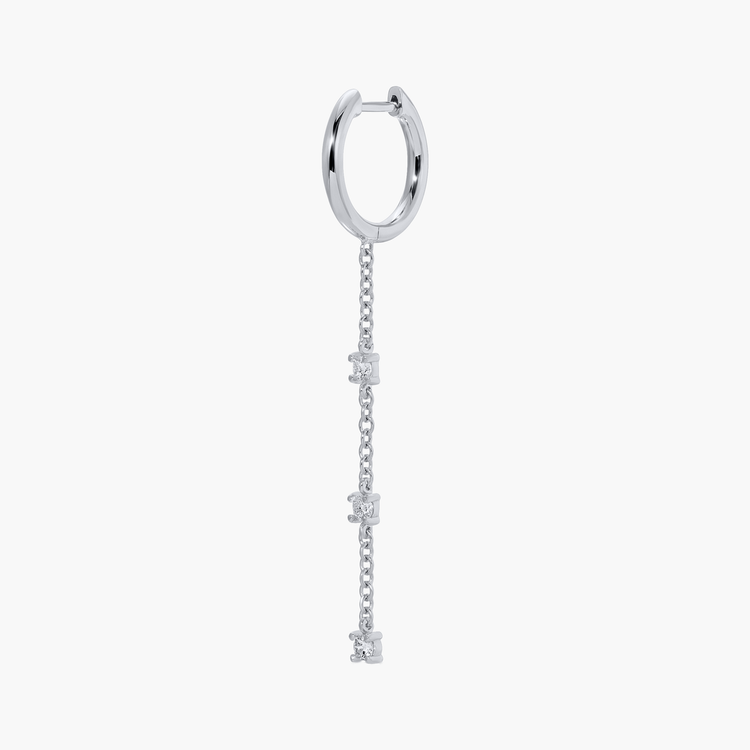 Huggie With Diamond Chain Drop