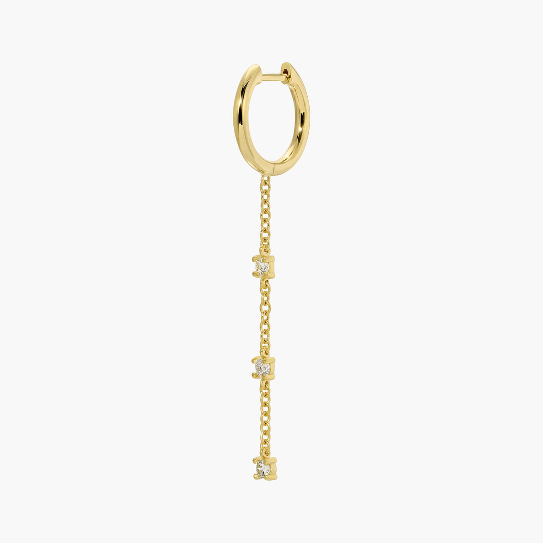 Huggie With Diamond Chain Drop