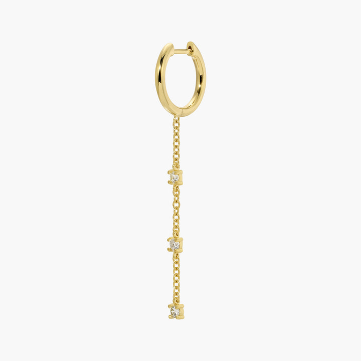 Huggie With Diamond Chain Drop