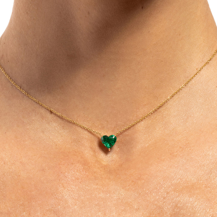 Heart Shape Emerald Pendant Necklace