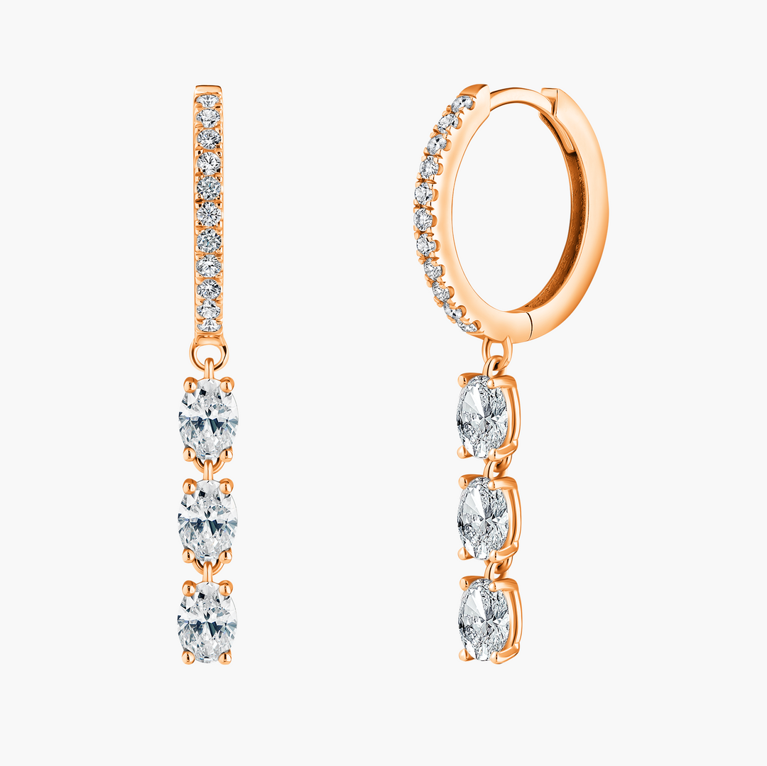 Huggie with Diamond Oval Drop
