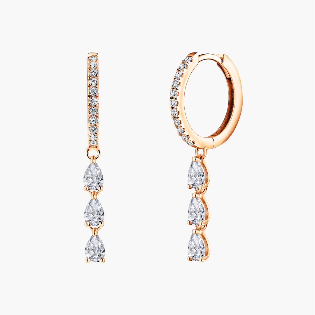 Huggie with Diamond Pear Drops