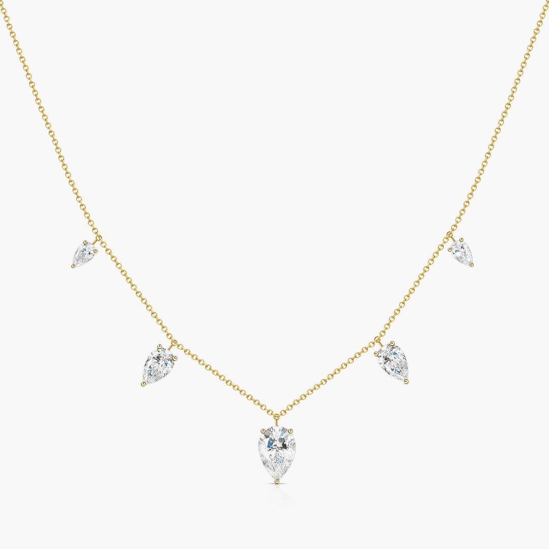 Grand Floating Upside Down Pear Cut Diamond Necklace