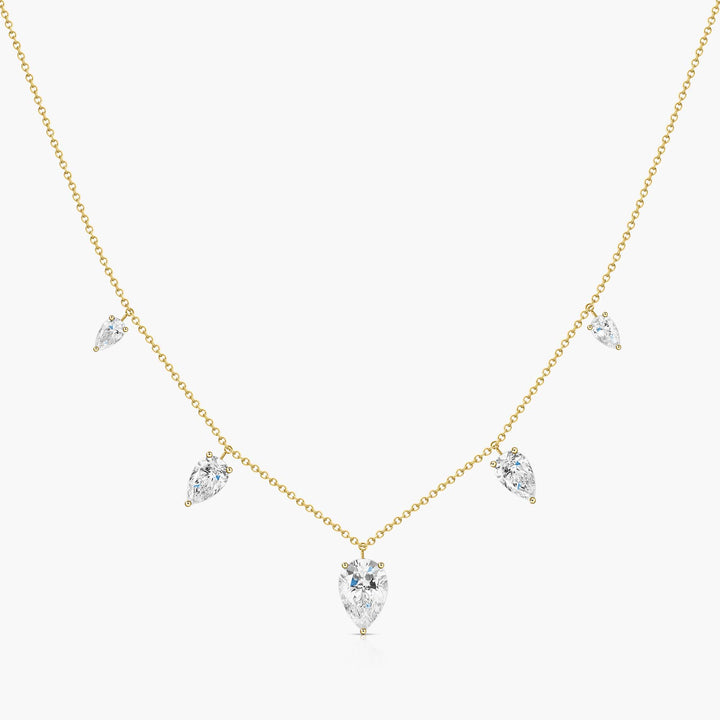 Grand Floating Upside Down Pear Cut Diamond Necklace