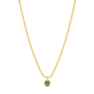 Beaded Chain Emerald Necklace