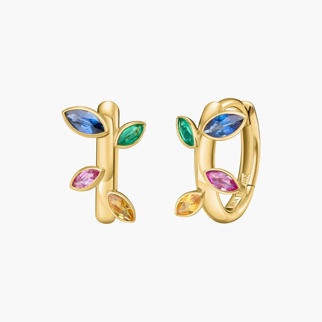 Jasmine Vine Multi Color Huggie Hoops