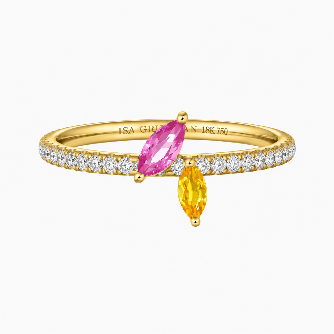 Jasmine Vine Warm Tone Pavé Ring