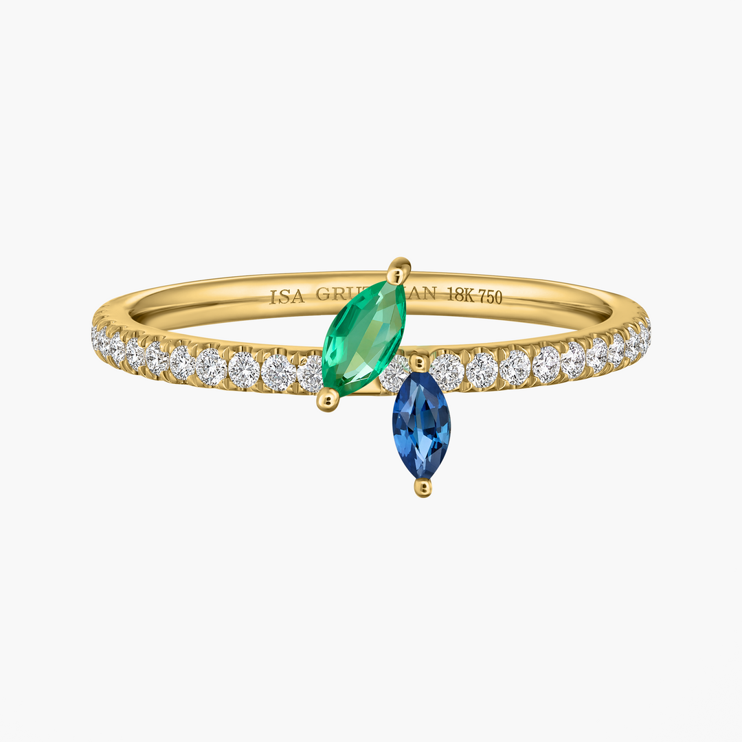 Jasmine Vine Cool Tone Pave Ring