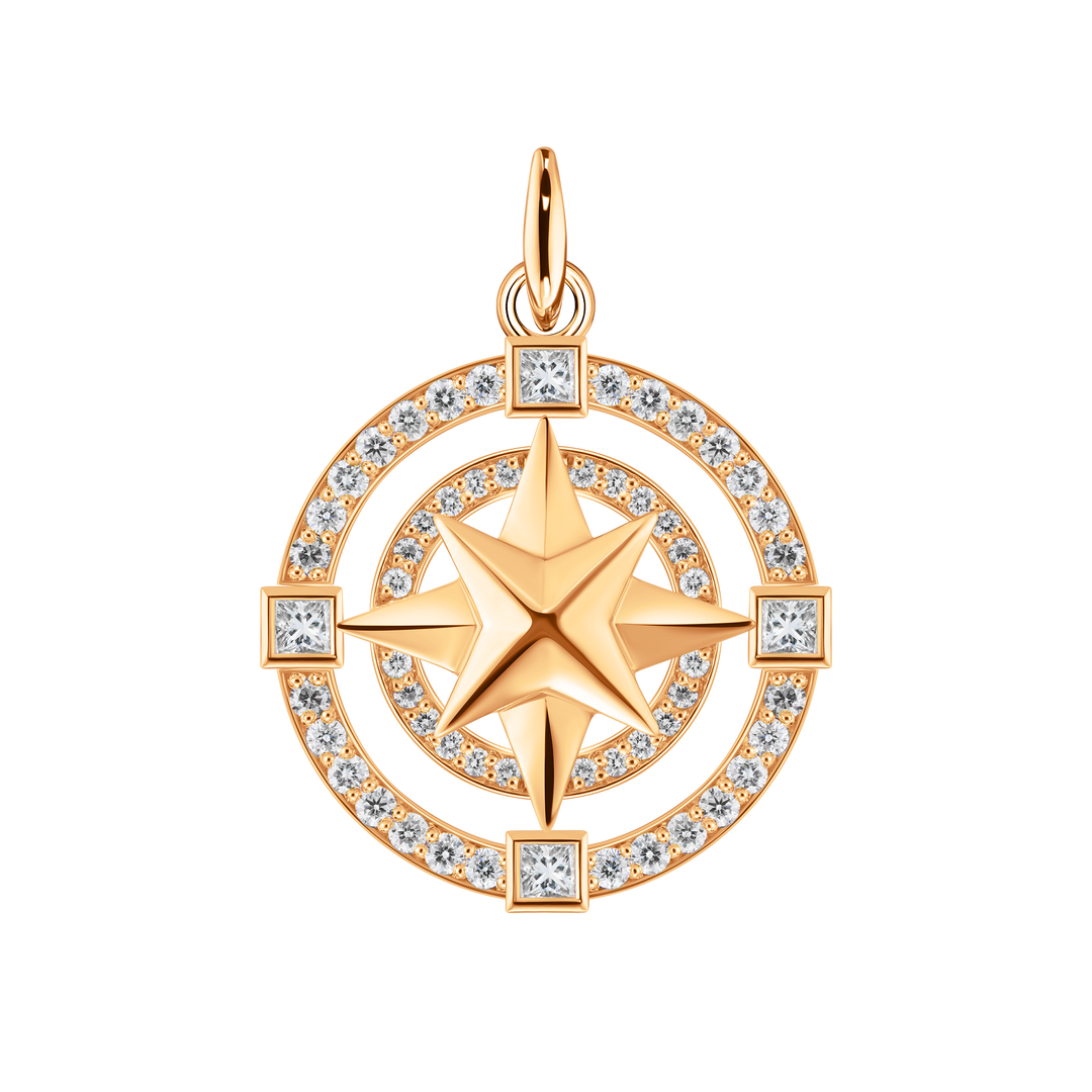 Large Diamond Compass Pendant