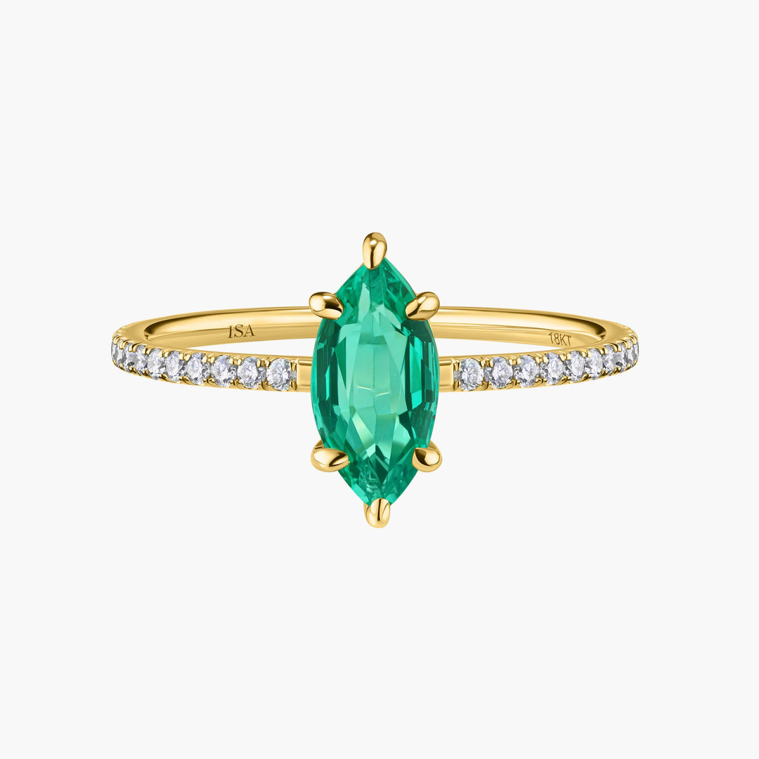Marquise Emerald Pave Ring