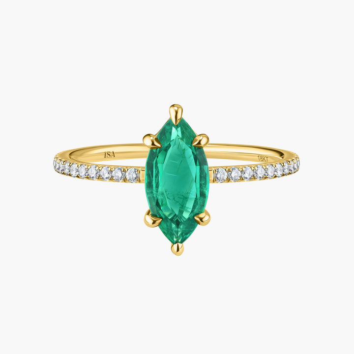 Marquise Emerald Pave Ring