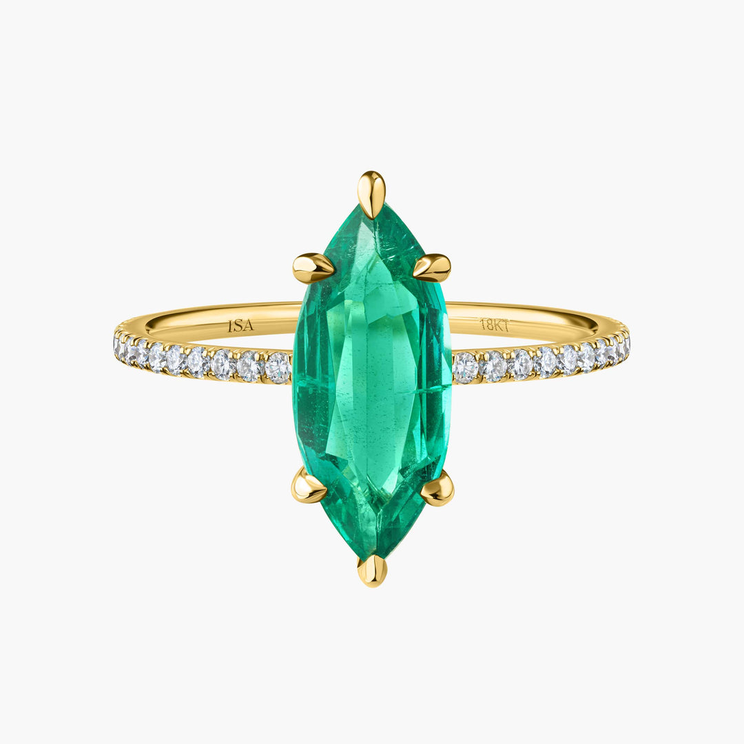 Marquise Emerald Pave Ring