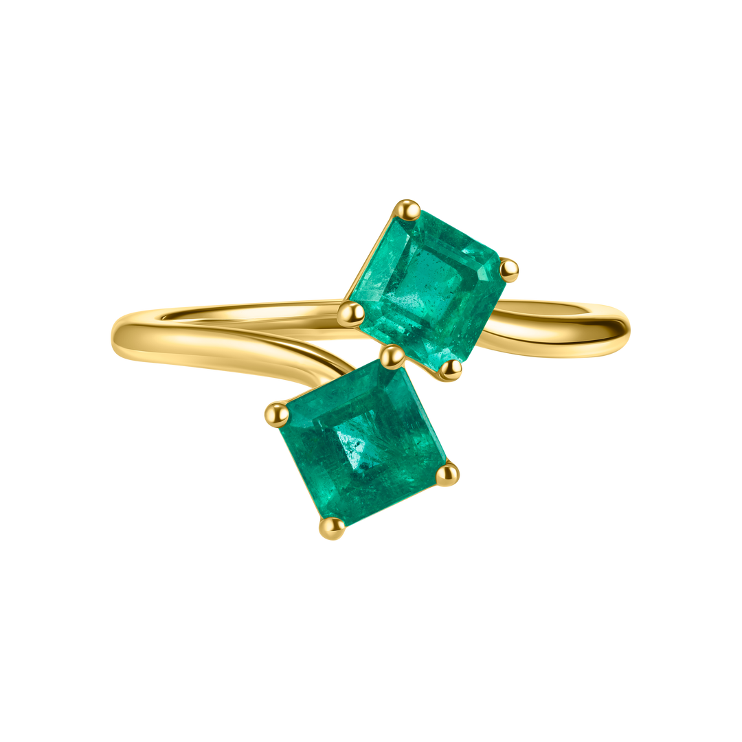 Asscher Cut Emerald Duo Ring