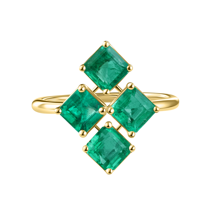 Asscher Cut Emerald Quad Ring
