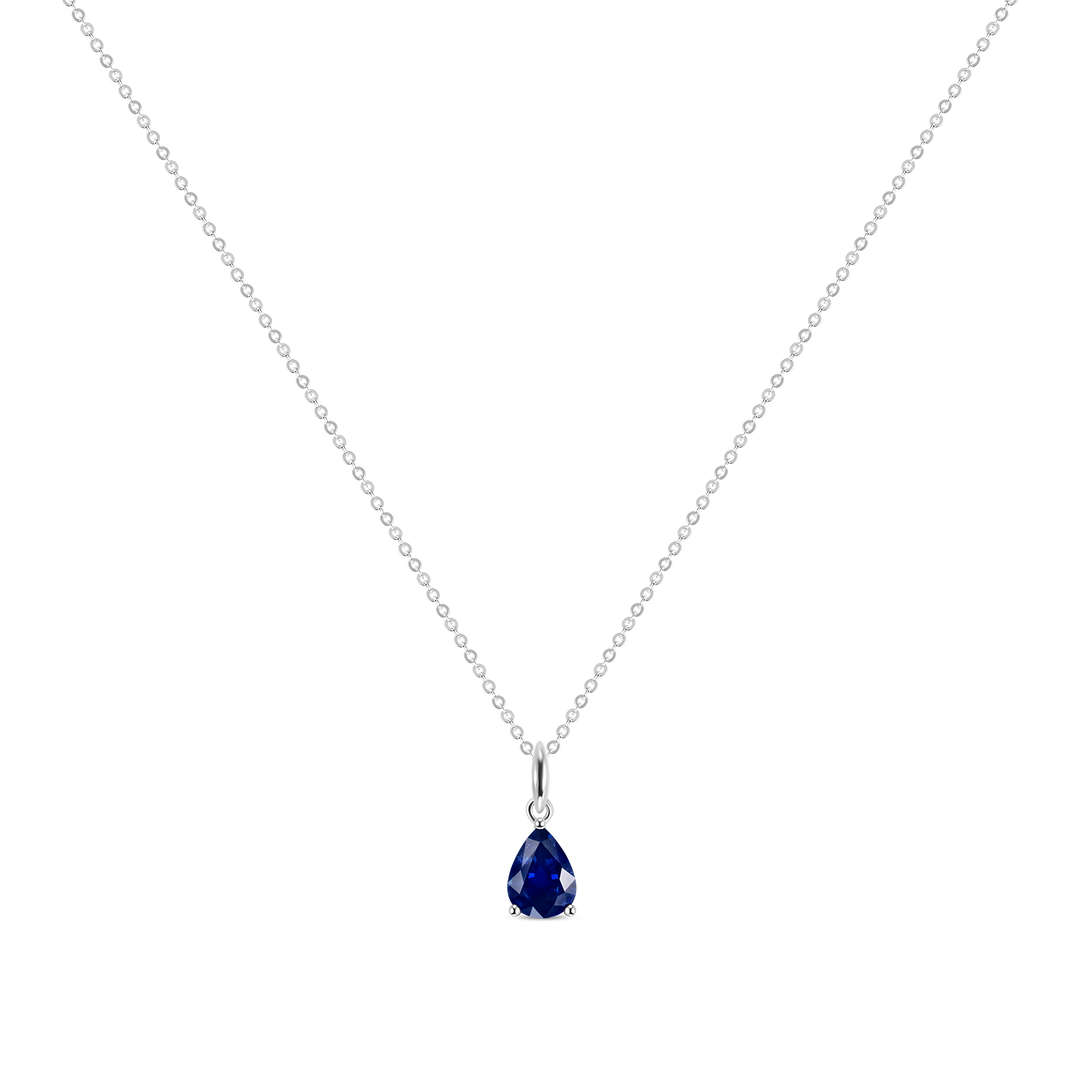 Pear Shape Blue Sapphire Pendant Necklace