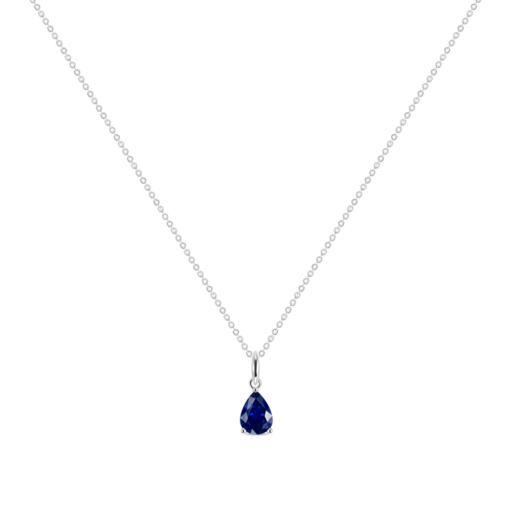 Pear Shape Blue Sapphire Pendant Necklace