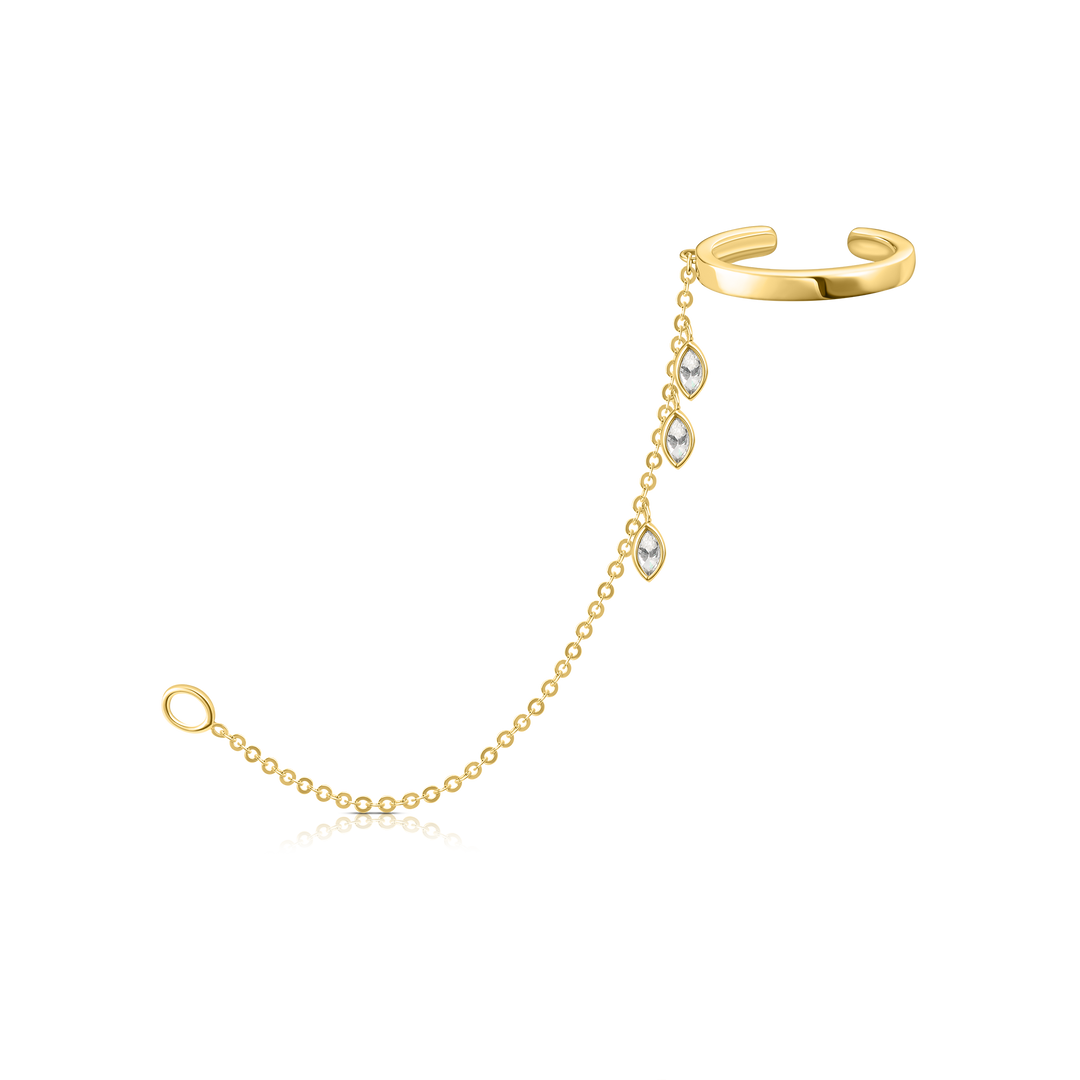 Bubbles Marquise Hanging Chain Ear Cuff with Loop