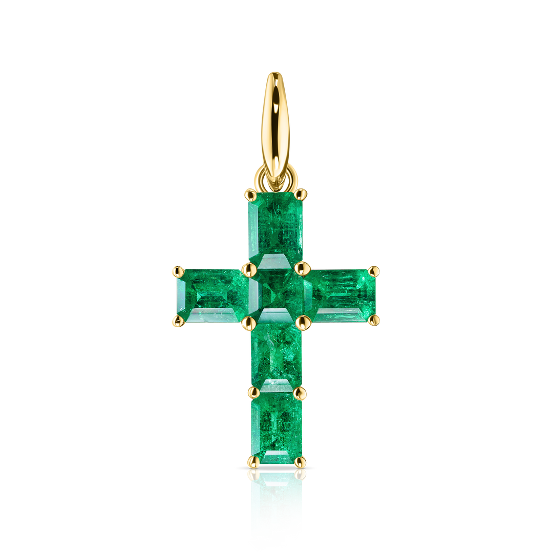 Cross Colombian Emerald Pendant