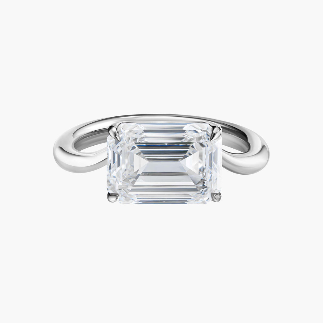 Emerald Cut Diamond Curved Ring