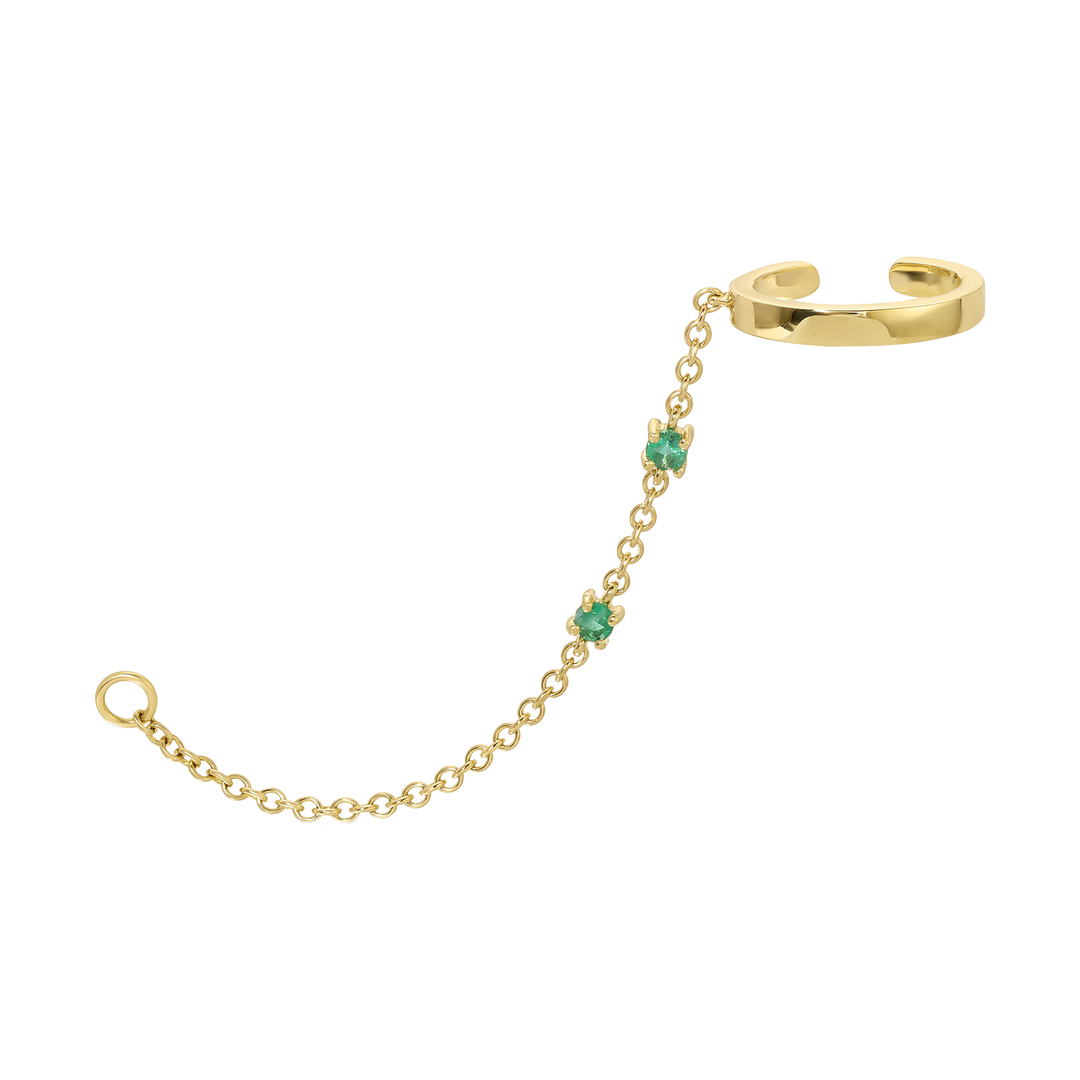 Emerald Chain Ear Cuff With Loop