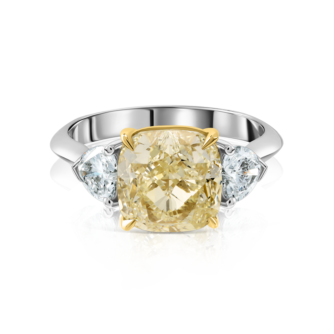 Fancy Yellow Cushion Cut Diamond Ring