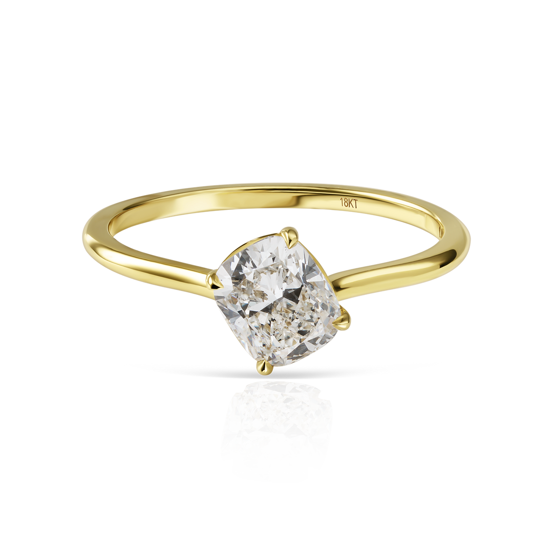 Floating Cushion Cut Diamond Ring