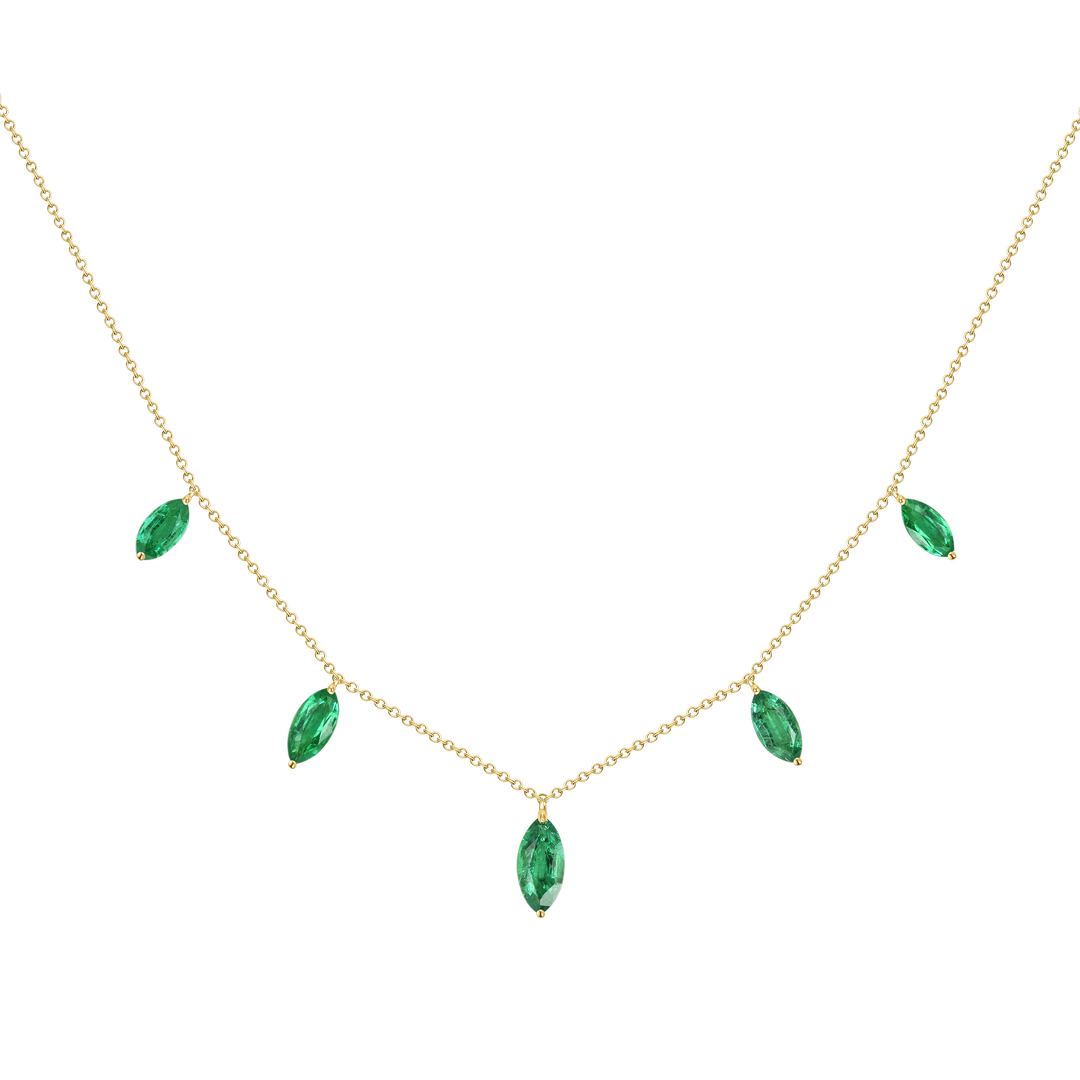 Floating Marquise Emerald Necklace