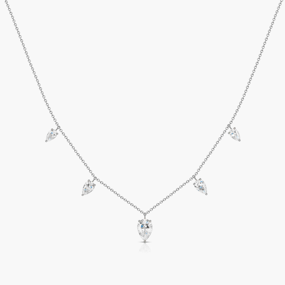 Small Floating Upside Down Pear Cut Diamond Necklace
