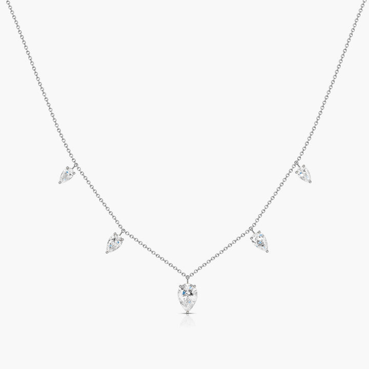 Small Floating Upside Down Pear Cut Diamond Necklace