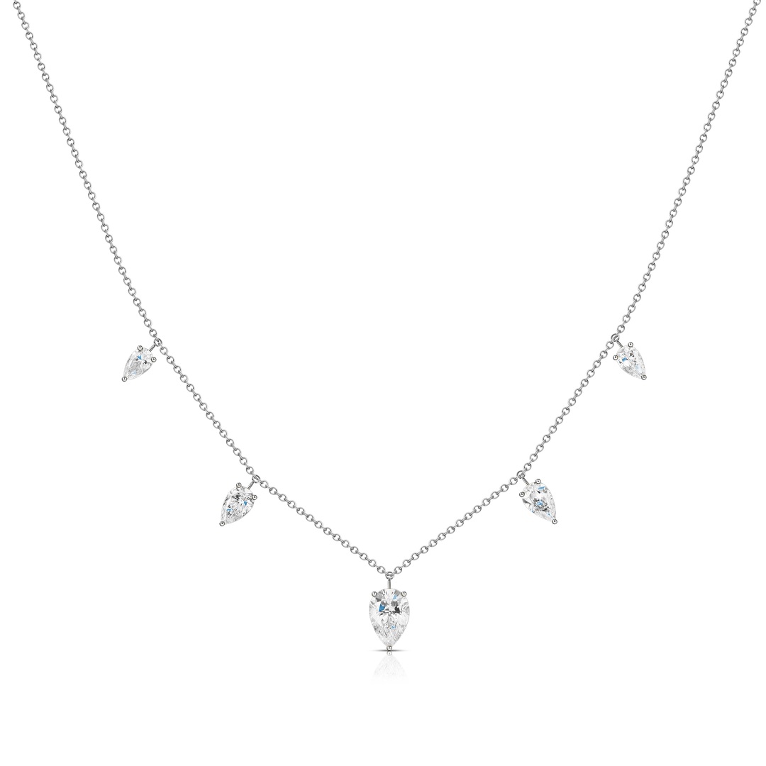 Floating Upside Down Pear Cut Diamond Necklace