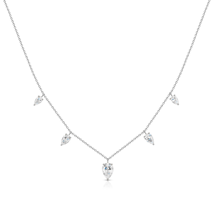 Floating Upside Down Pear Cut Diamond Necklace