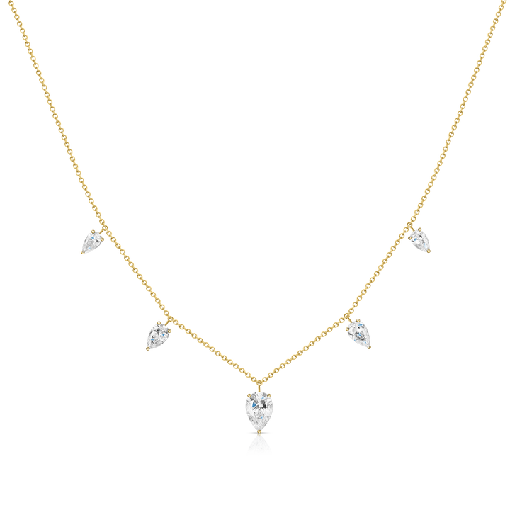Floating Upside Down Pear Cut Diamond Necklace