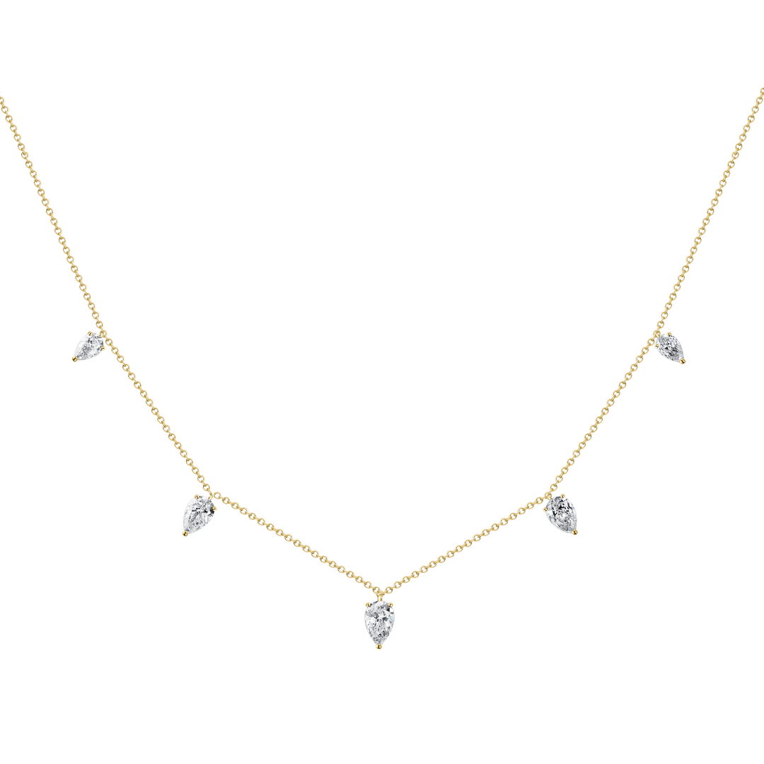 Floating Upside Down Pear Cut Diamond Necklace
