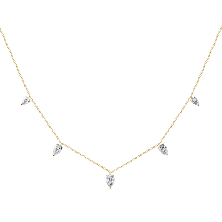 Mini Floating Upside Down Pear Cut Diamond Necklace