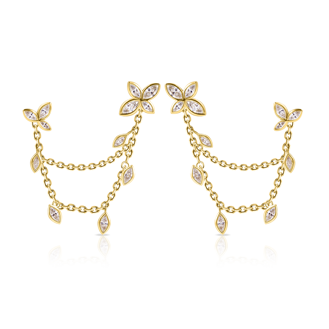 Flower Bezel Chain Earring