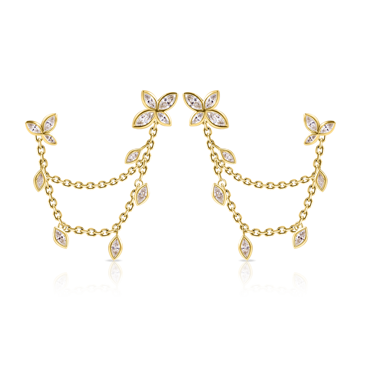 Flower Bezel Chain Earring