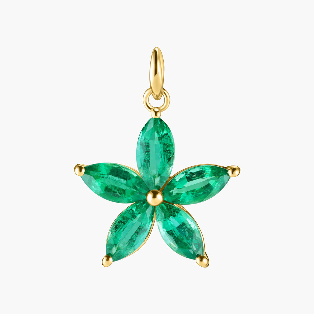 Flower Emerald Marquise Pendant