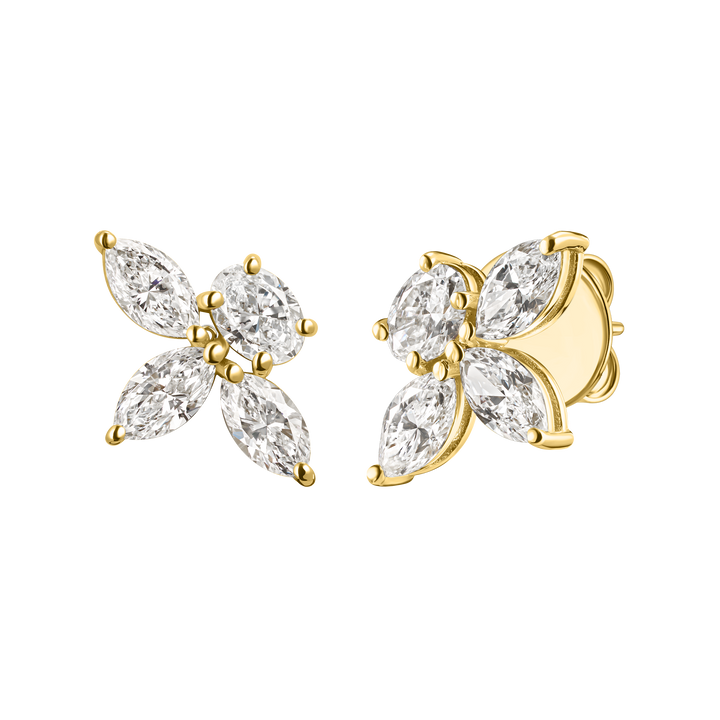 Flower Marquise Diamond Studs