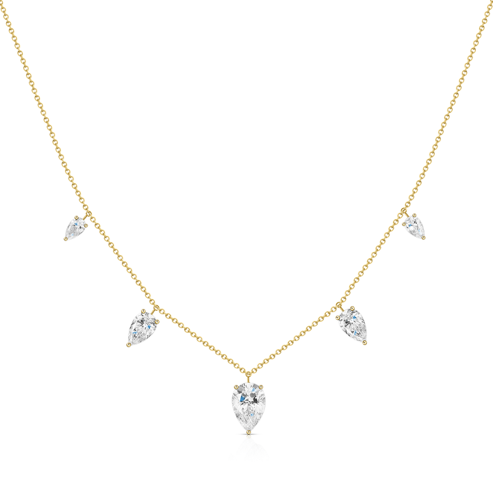 Grand Floating Upside Down Pear Cut Diamond Necklace