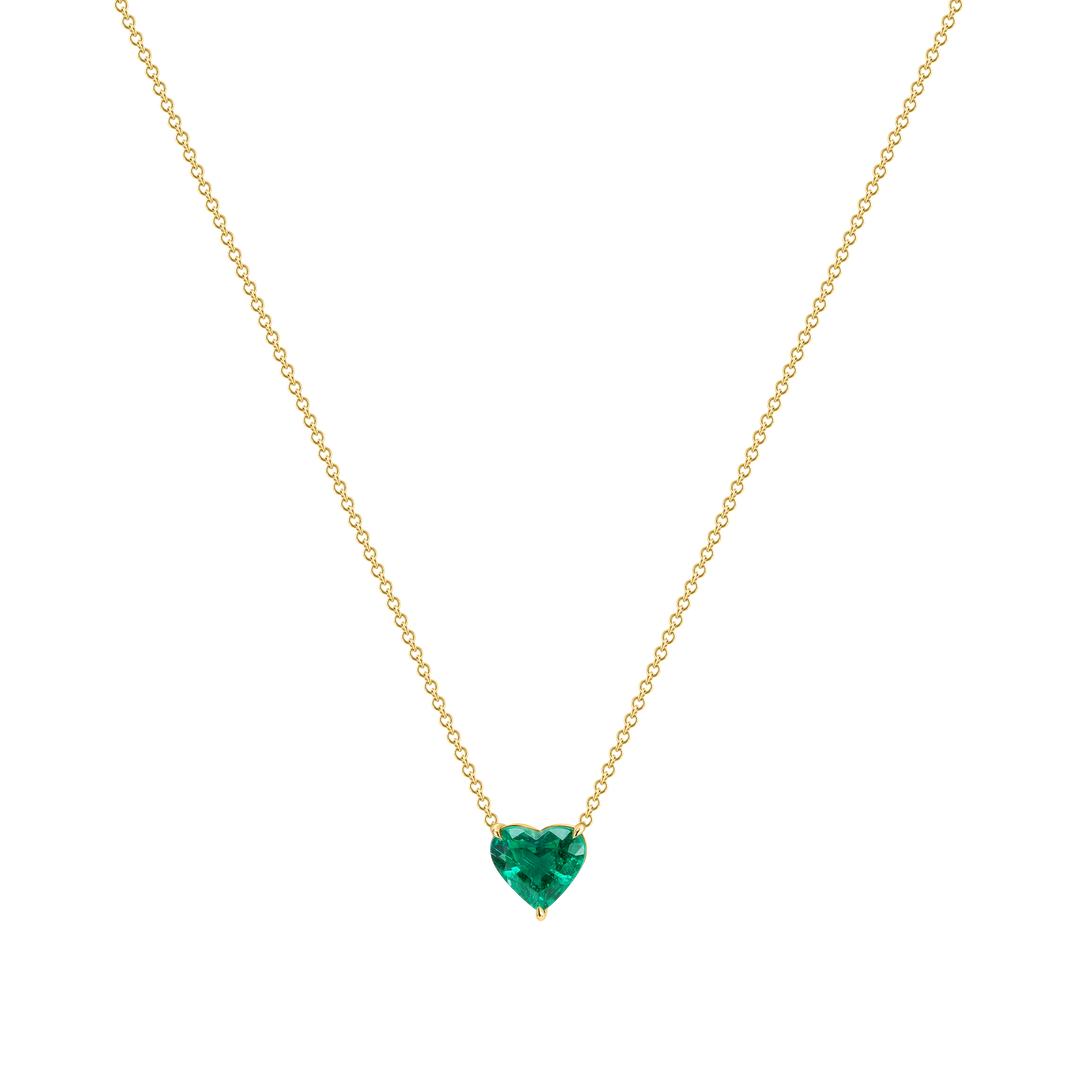 Heart Shape Emerald Pendant Necklace