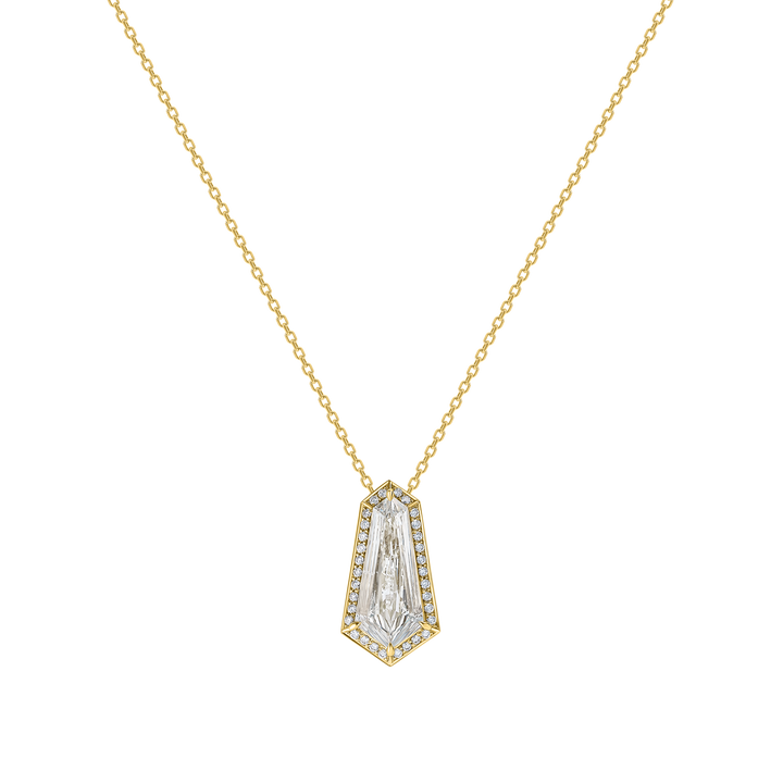 Kite Step Cut Diamond Pave Pendant Necklace