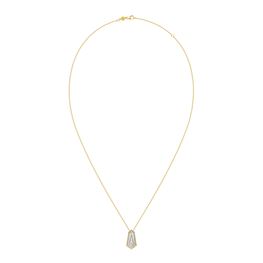 Kite Step Cut Diamond Pave Pendant Necklace