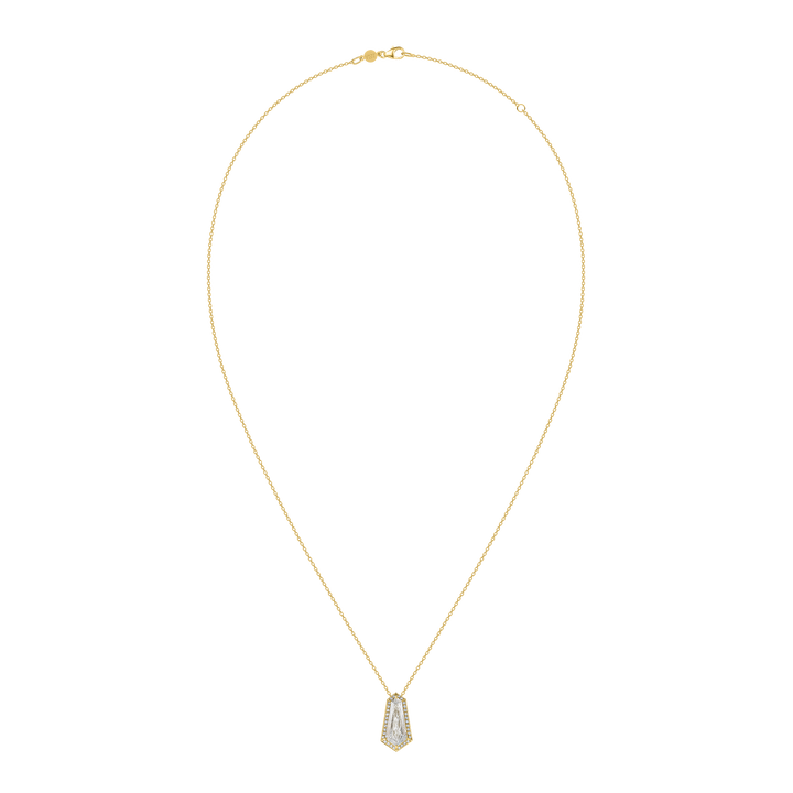 Kite Step Cut Diamond Pave Pendant Necklace