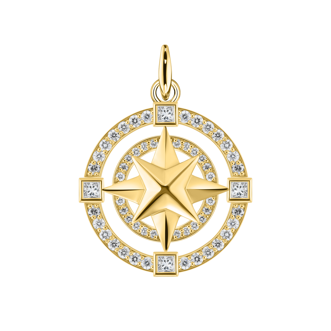 Large Diamond Compass Pendant