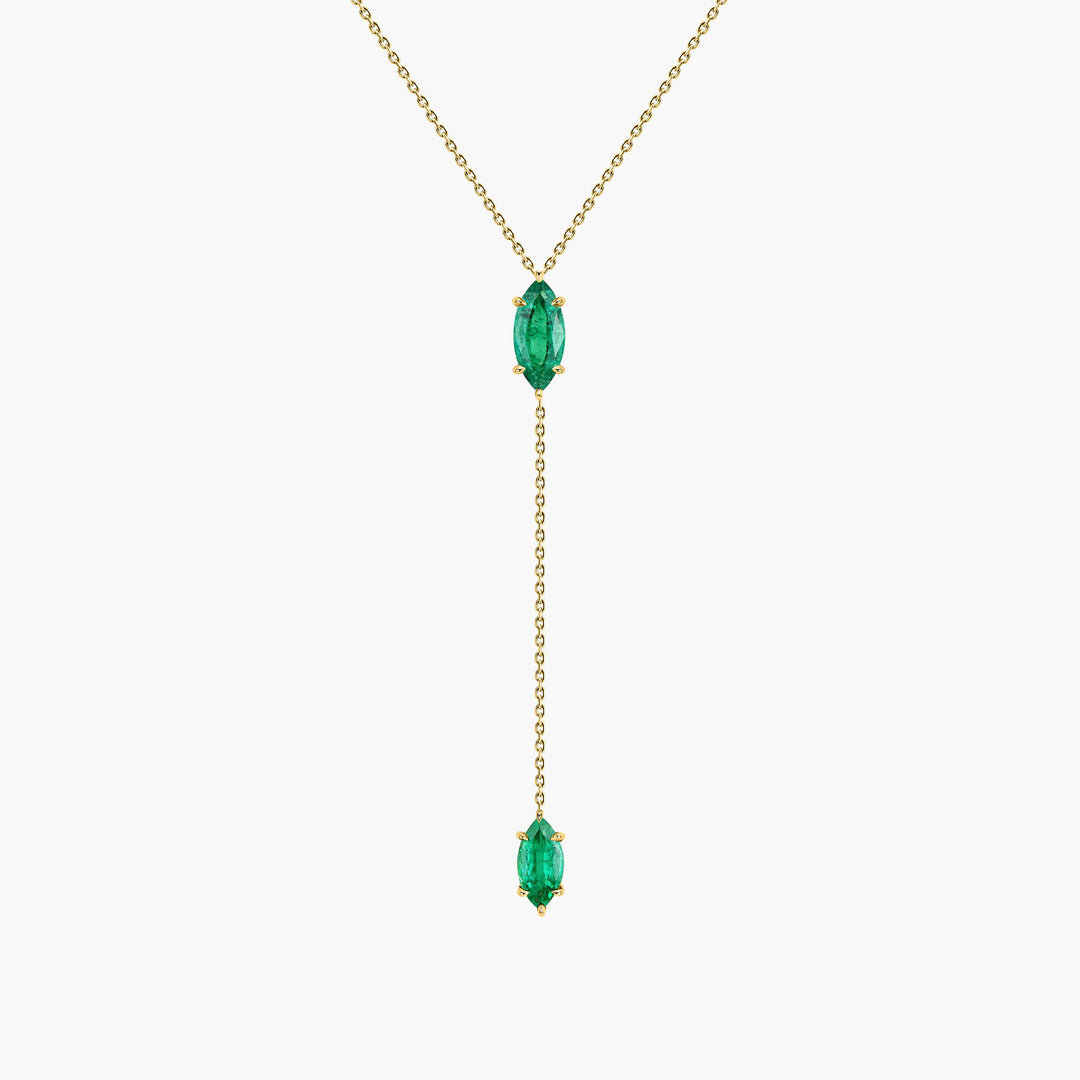 Large Emerald Marquise Lariat Necklace
