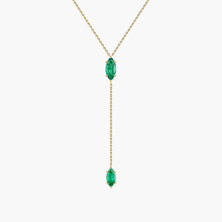 Large Emerald Marquise Lariat Necklace
