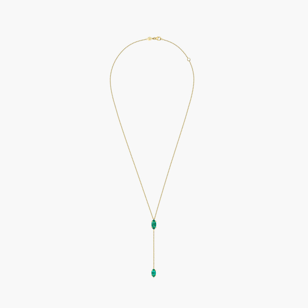 Large Emerald Marquise Lariat Necklace